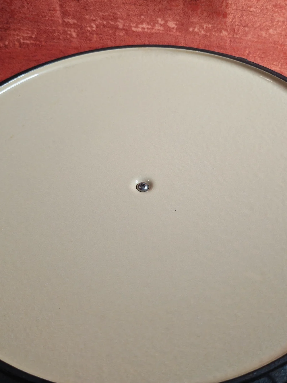 Red Enameled Dutch Oven Lid with Black Knob - Unknown Brand